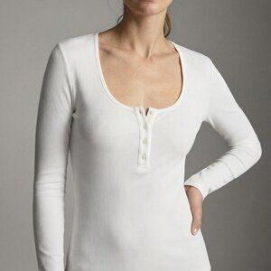 NWT $255 WOLFORDwhite henley t-shirt plunging neckline L